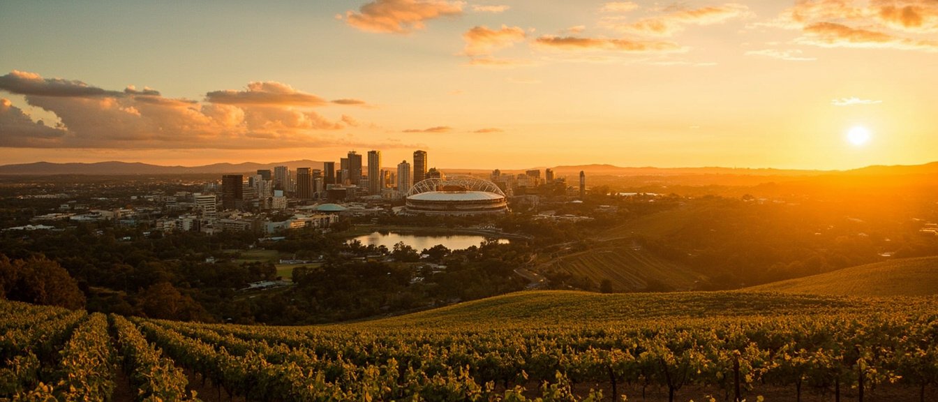 Adelaide 城市天际线 + Barossa 葡萄园日落 - SA 491 州担保签证